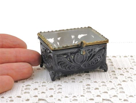 pewter metal glass lid small boxes|Amazon.com: Pewter Jewelry Box.